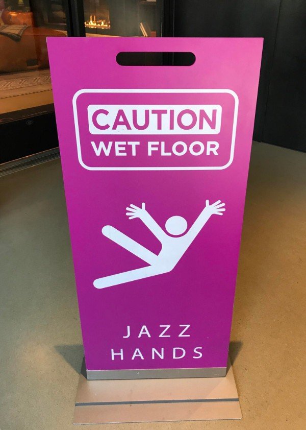 Unusual wet floor sign.