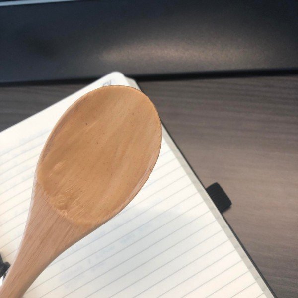 Peanut butter hidden on the spoon.