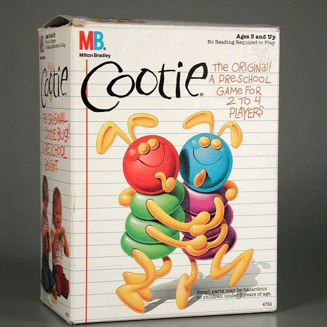 cooties game - Mb. Ages 3 and Up No Reading Required to Play Milton Bradley de Cootie The Original! A Preschool Game For 2 To 4 Players Signal Small parts may be hazardous to children under 3 years of age. 4782