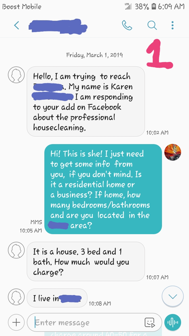 Scumbag wants heavily discounted housecleaning because this mother has a daughter with cancer.