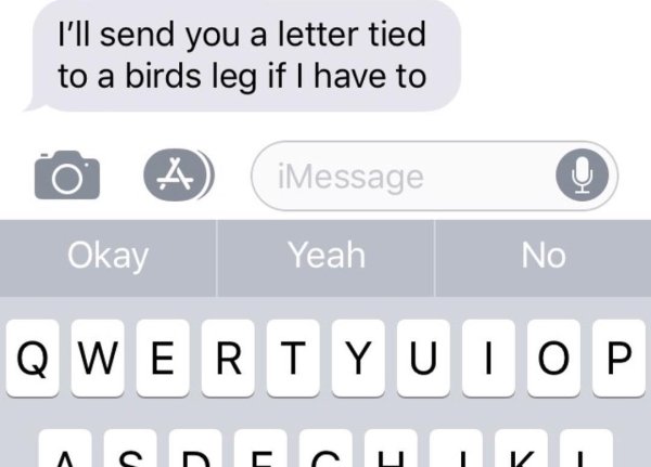 crazy ex hit it like you don t care - I'll send you a letter tied to a birds leg if I have to iMessage Okay Yeah No Qwertyuiop ienu