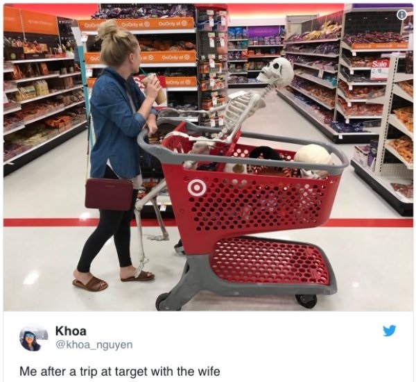 relatable meme about husbands perishing while their wives shop at target