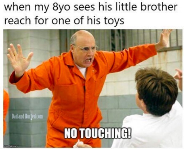 relatable meme about kids hating to share toys