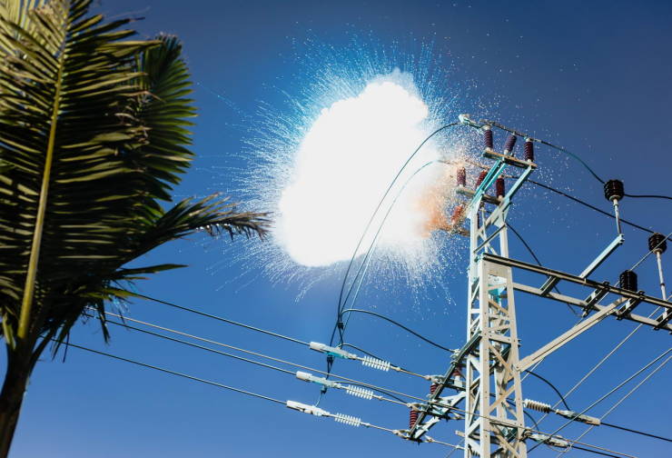 electricity pole explosion