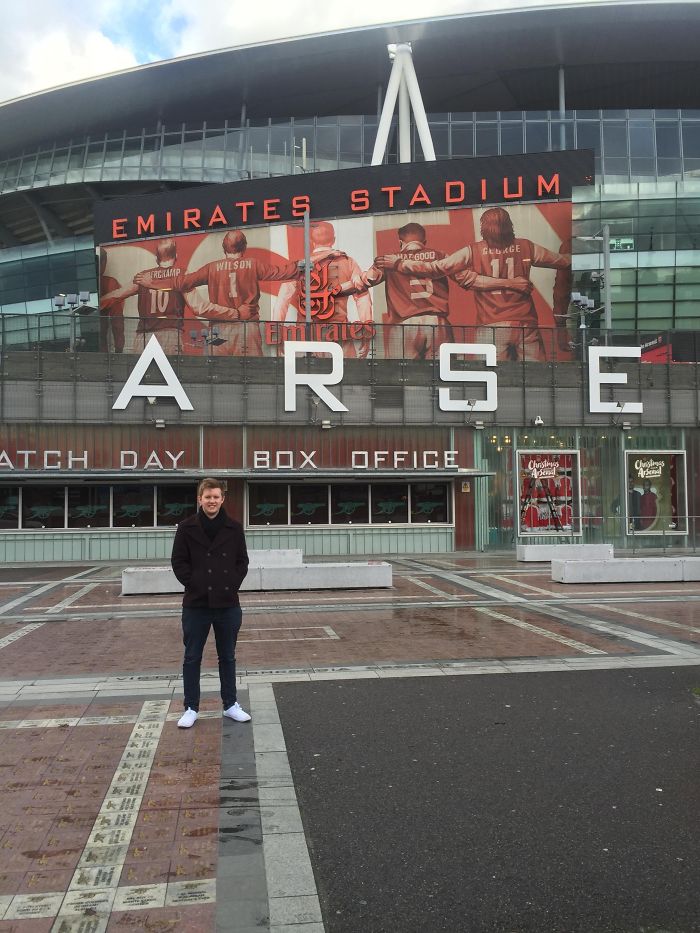 This is the shot she took outside of Emirates Stadium.