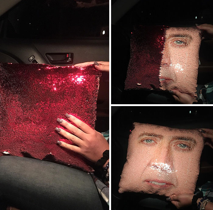 This pillow she bought.