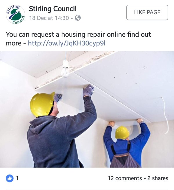 Ceiling - terling Stirling Council 18 Dec at . Page You can request a housing repair online find out more 12 2