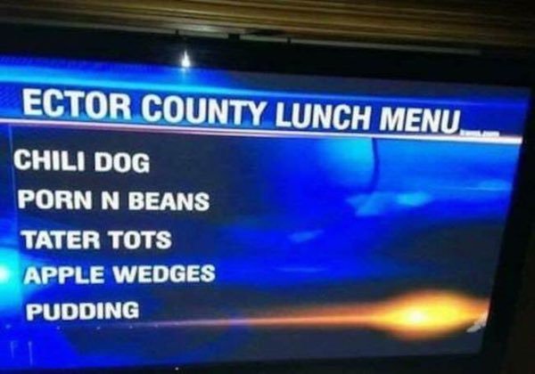 Ector County Lunch Menu Chili Dog Porn N Beans Tater Tots Apple Wedges Pudding