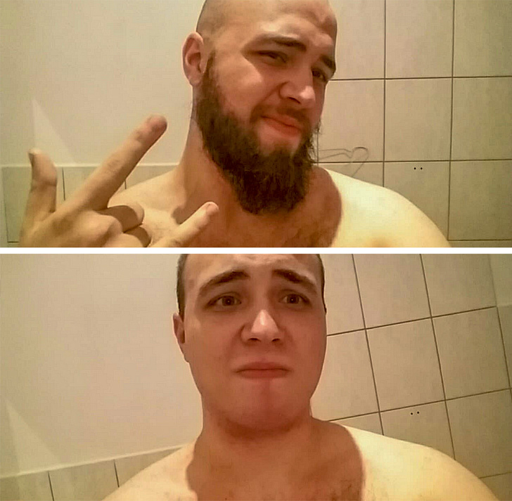 Beard trimming regret.