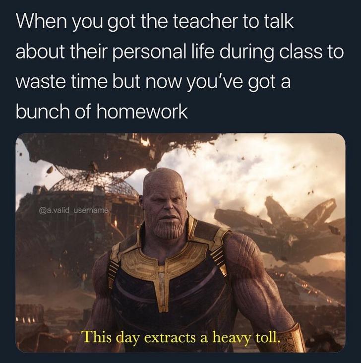 war endgame - When you got the teacher to talk about their personal life during class to waste time but now you've got a bunch of homework .valid_username This day extracts a heavy toll..