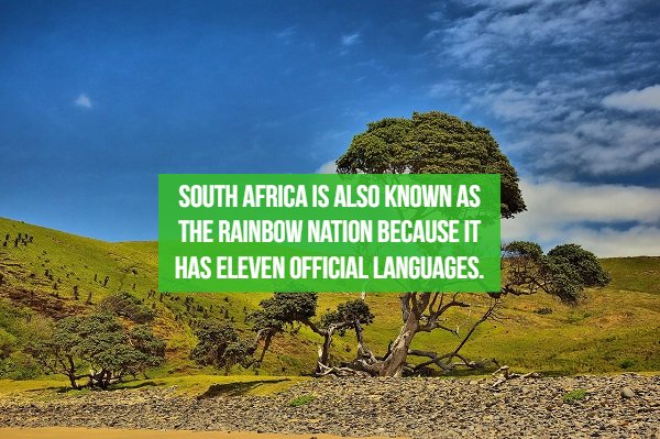 fact Hole In The Wall - South Africa Is Also Known As The Rainbow Nation Because It Has Eleven Official Languages.