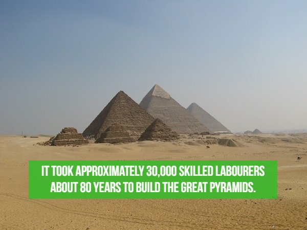 fact giza necropolis - It Took Approximately 30,000 Skilled Labourers About 80 Years To Build The Great Pyramids.