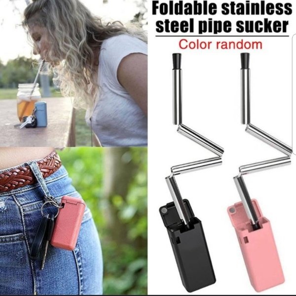 final straw - Foldable stainless steel pipe sucker Color random