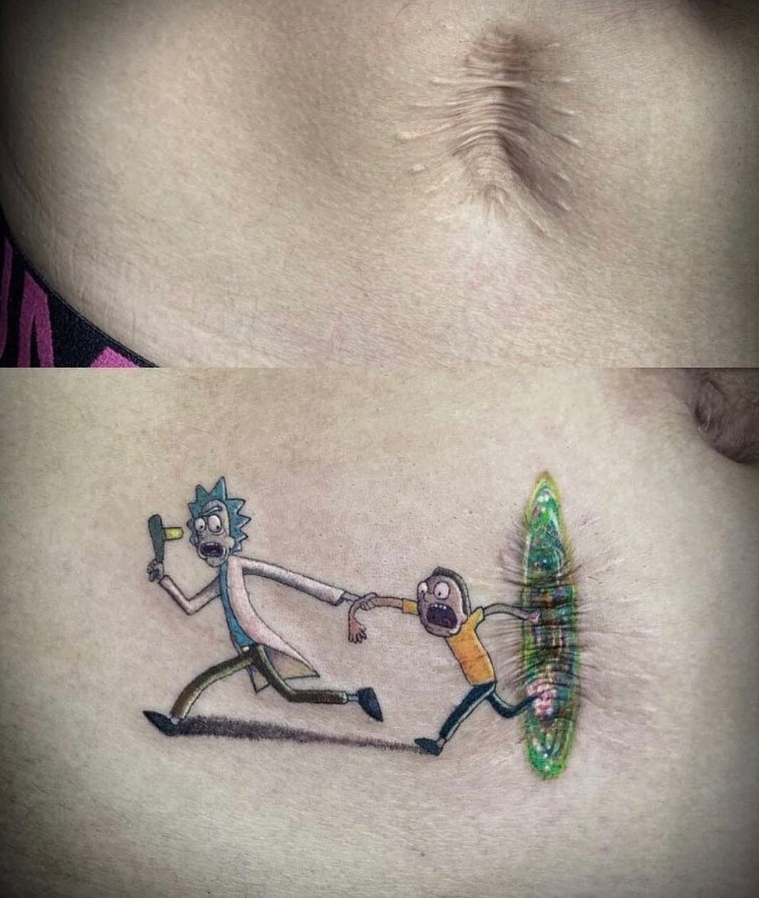 rick and morty scar cover up tattoo