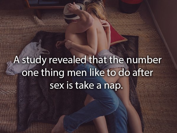 photo caption - A study revealed that the number one thing men to do after sex is take a nap.