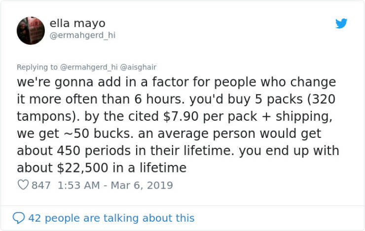 Man tells women to stop complaining about tampon prices and gets taken down.