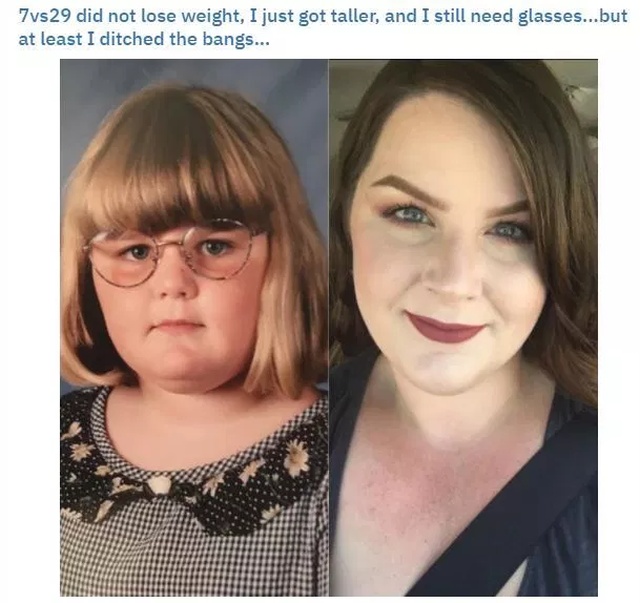 puberty glow up - 7vs 29 did not lose weight, I just got taller, and I still need glasses...but at least I ditched the bangs...