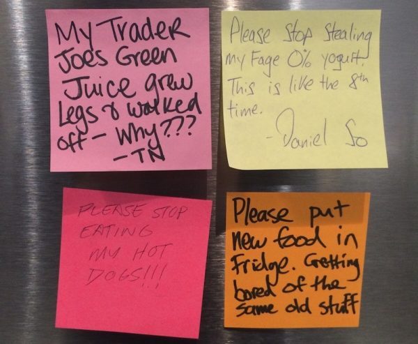 hilarious office - My TradeR Joe's Green Juice grew leas y Walked Please Stop Stealing my Fage 0% yogurt This is the 8th time. Daniel Jo off Why???" Ta Please Stop Eating my Hot Please put new food in Fridge. Getting bored of the same old stuff
