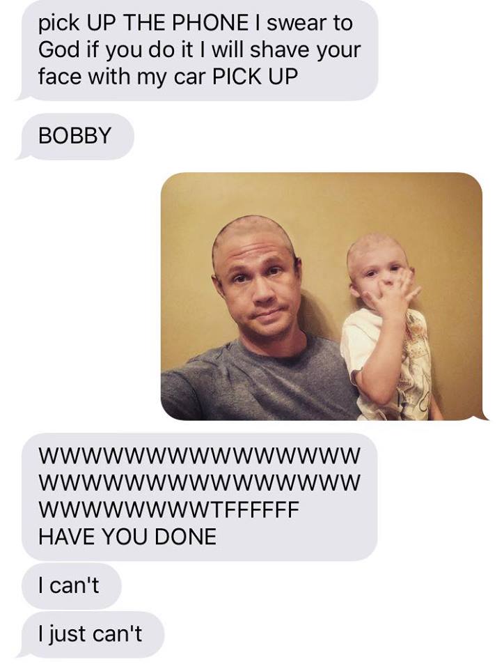 husband pranks wife - pick Up The Phone I swear to God if you do it I will shave your face with my car Pick Up Bobby Wwwwwwwwwwwwwww Wwwwwwwwwwwwwww Wwwwwwwwtffffff Have You Done I can't I just can't