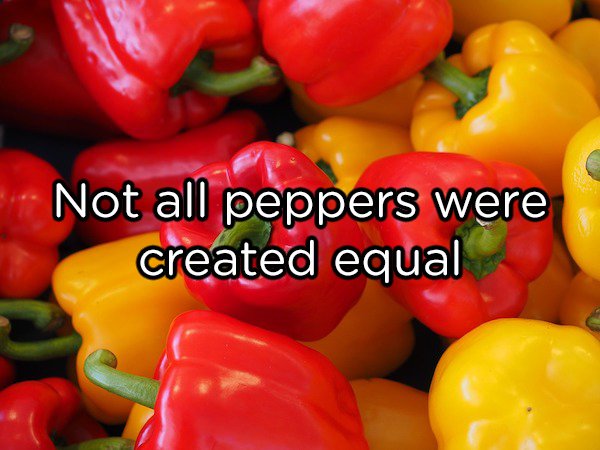 Green, yellow, and red peppers aren't the same vegetable.