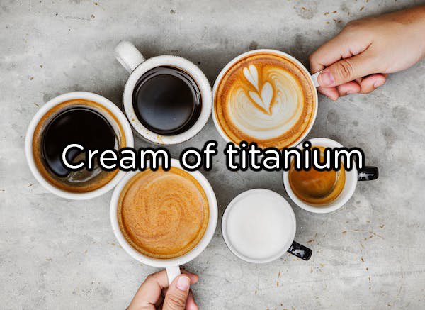 Coffee creamer contains titanium dioxide, which also can be found in paint and plastic.