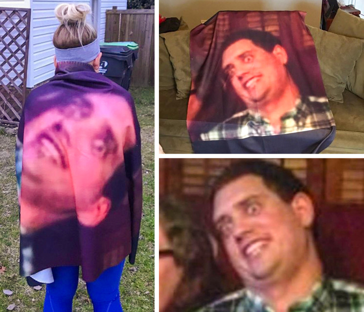 He made a blanket out of a picture she hates.