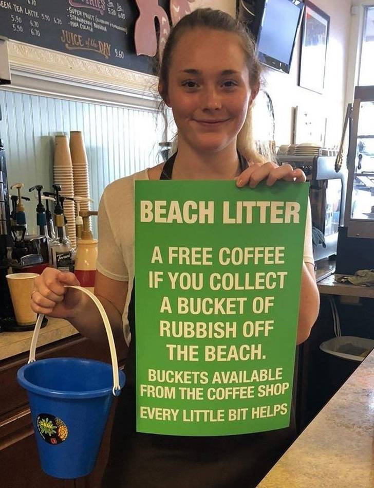beach litter free coffee - Ten Tea Latte 599 Lass 39 Pata Beach Litter A Free Coffee If You Collect A Bucket Of Rubbish Off The Beach. Buckets Available From The Coffee Shop Every Little Bit Helps