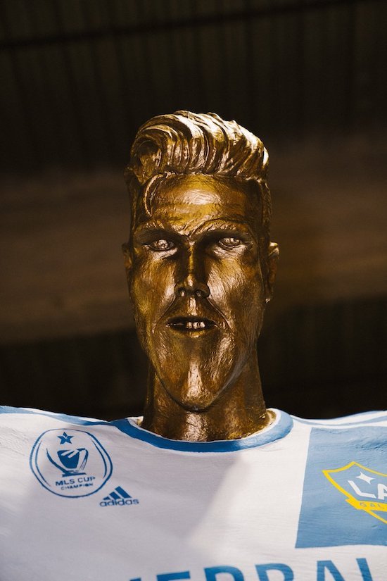 cristiano ronaldo statue and david beckham - Mls Cup adidas