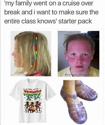 starter pack for kids coming back from a cruise