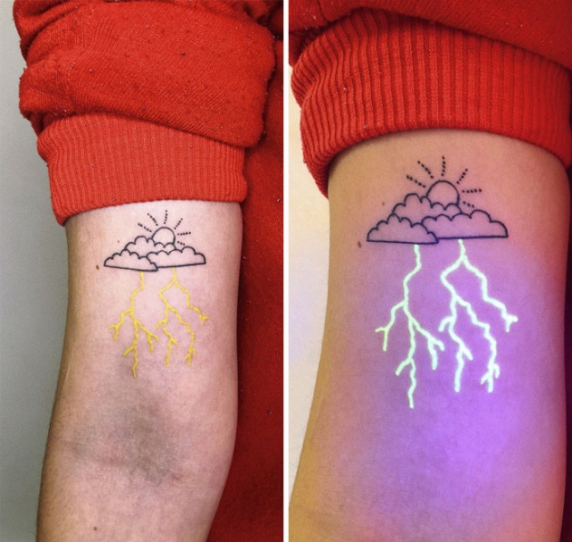 black light lightning tattoo