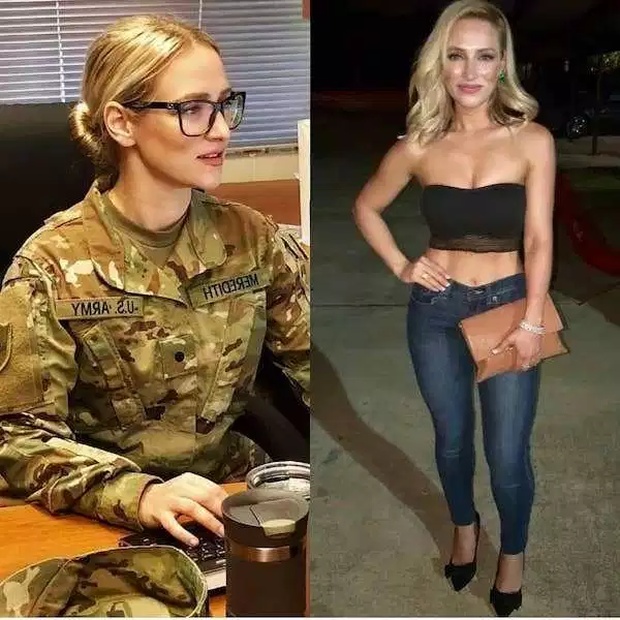 women in and out of uniforms
