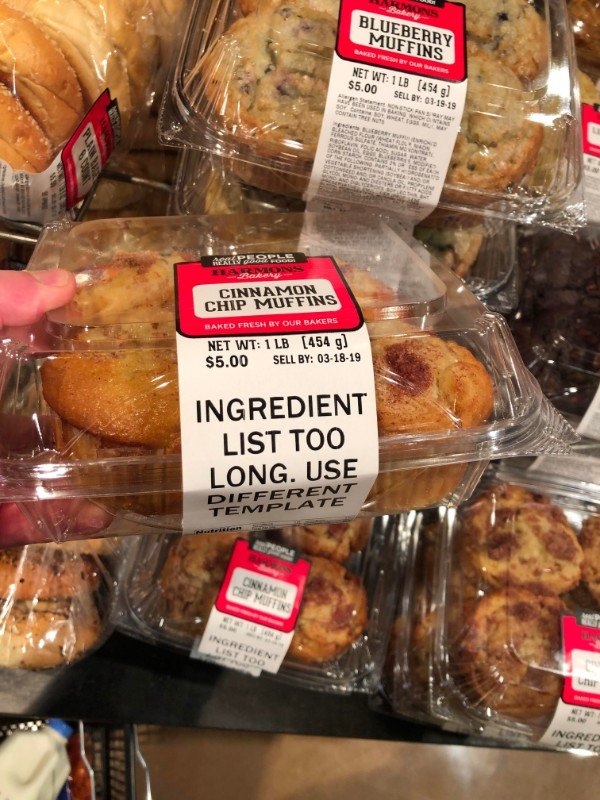 bakery - Lar Blueberry Muffins Bar Es Gur Baru Net Wt 1 Lb 454 g $5.00 Sell By 031919 sor Harraons Cinnamon Chip Muffins Baked Fresh By Our Bakers Net Wt 1 Lb 454 g $5.00 Sell By 031819 Ingredient List Too Long. Use Different Template Crnam Chipmuffin Ing