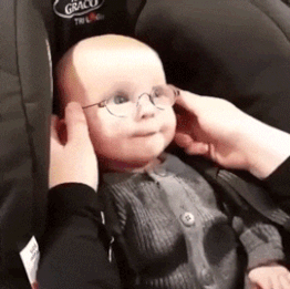 baby sees first time gif