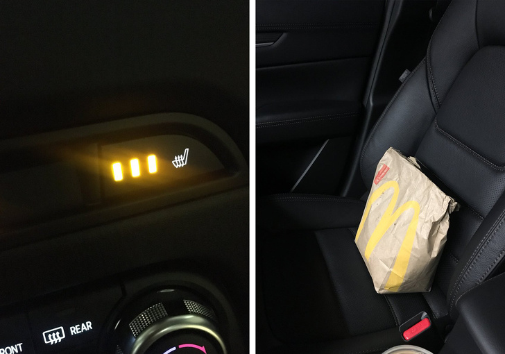 Use a seat warmer to keep takeout warm.