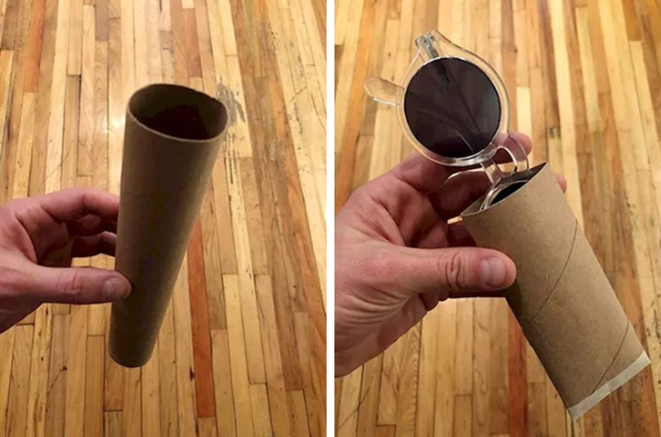 Keep sunglasses safe by transporting then in a paper tube.