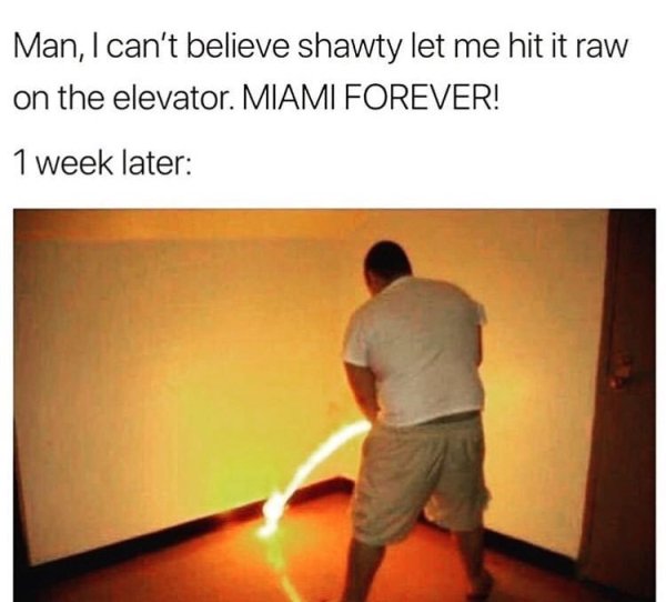 hot fire memes - Man, I can't believe shawty let me hit it raw on the elevator. Miami Forever! 1 week later
