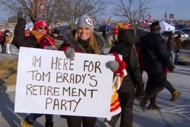 protest - M Here For Tom Brady'S Retire Ment Party