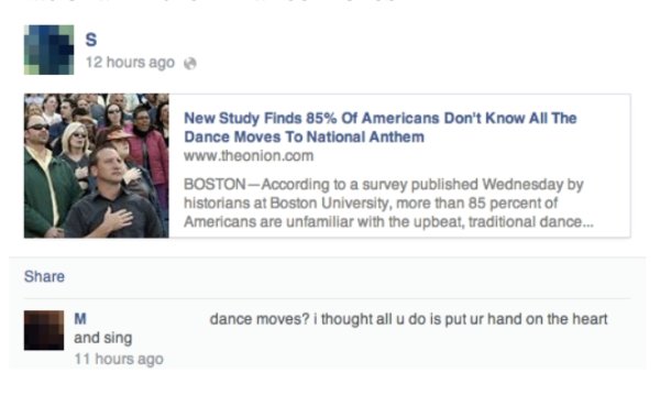 multimedia - 12 hours ago New Study Finds 85% Of Americans Don't Know All The Dance Moves To National Anthem BostonAccording to a survey published Wednesday by historians at Boston University, more than 85 percent of Americans are unfamiliar with the upbe