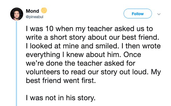pgt comments - Mond I was 10 when my teacher asked us to write a short story about our best friend. I looked at mine and smiled. I then wrote everything I knew about him. Once we're done the teacher asked for volunteers to read our story out loud. My best