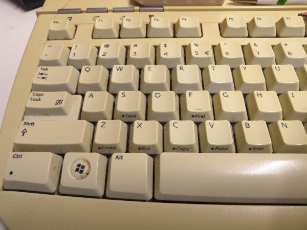 Shortcut reminders on this old keyboard.