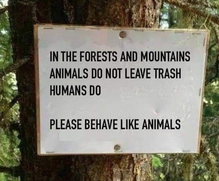 please behave like animals - In The Forests And Mountains Animals Do Not Leave Trash Humans Do Please Behave Animals