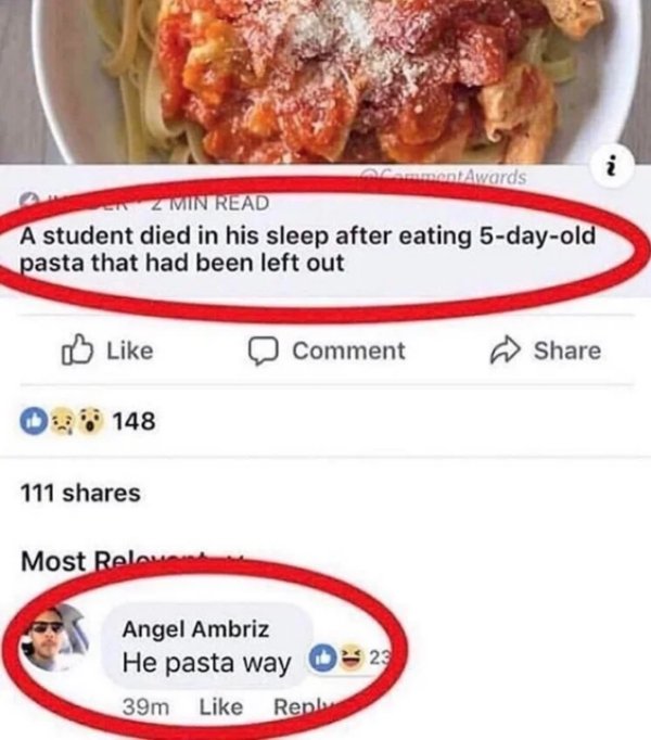 he pasta way - Awards Win Read A student died in his sleep after eating 5dayold pasta that had been left out Comment 02148 111 Most Relay Angel Ambriz He pasta way O 23 39m Repli