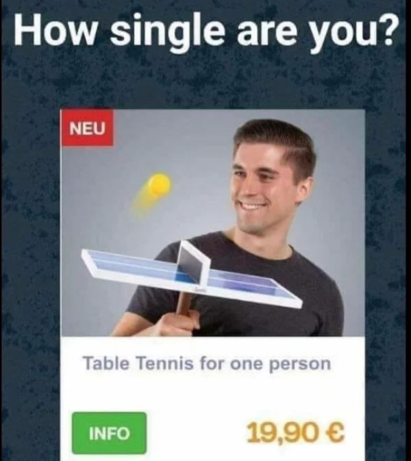 single are you table tennis - How single are you? Neu Table Tennis for one person Info 19,90