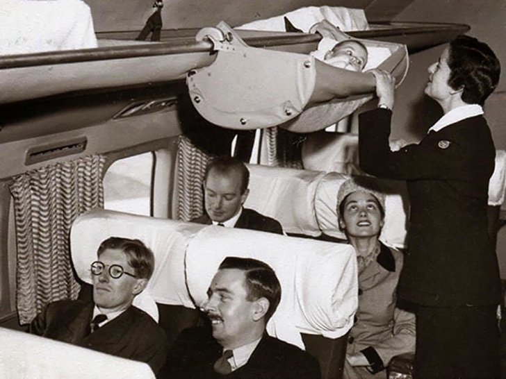 historical pic babies used to fly on airplanes