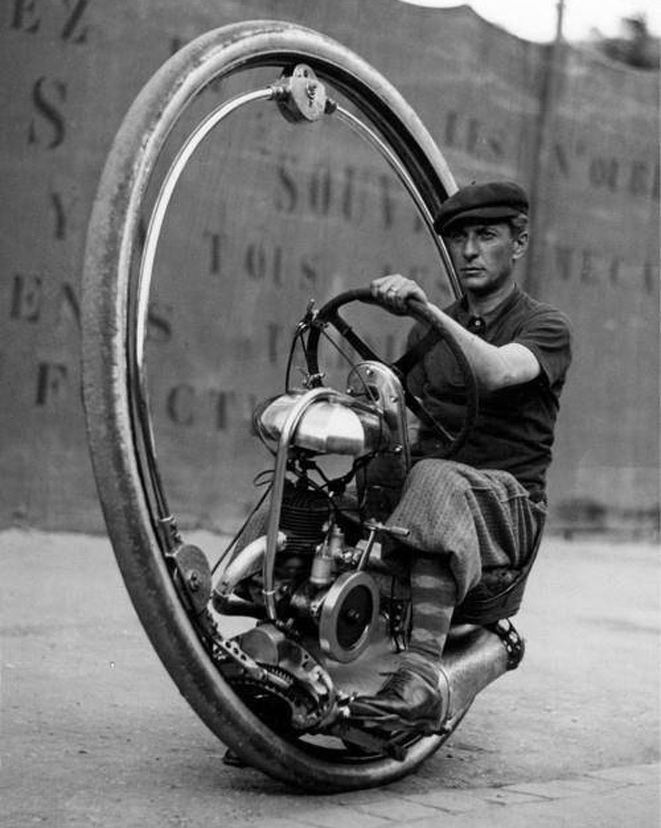 historical pic vintage one wheel motorcycle