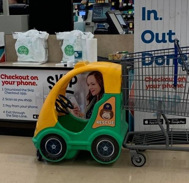 forklift truck - Out Checkout on your phone. 1 Download the Skip Checkout app 2 Scan as you shop 3. Pay from your phone. 4 Exit through the Skip Lane. Rescue Apps