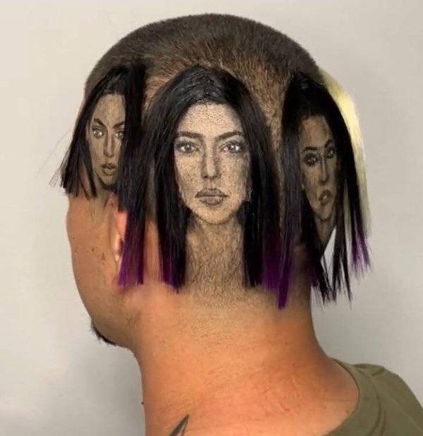 guy cuts kardashians into hair