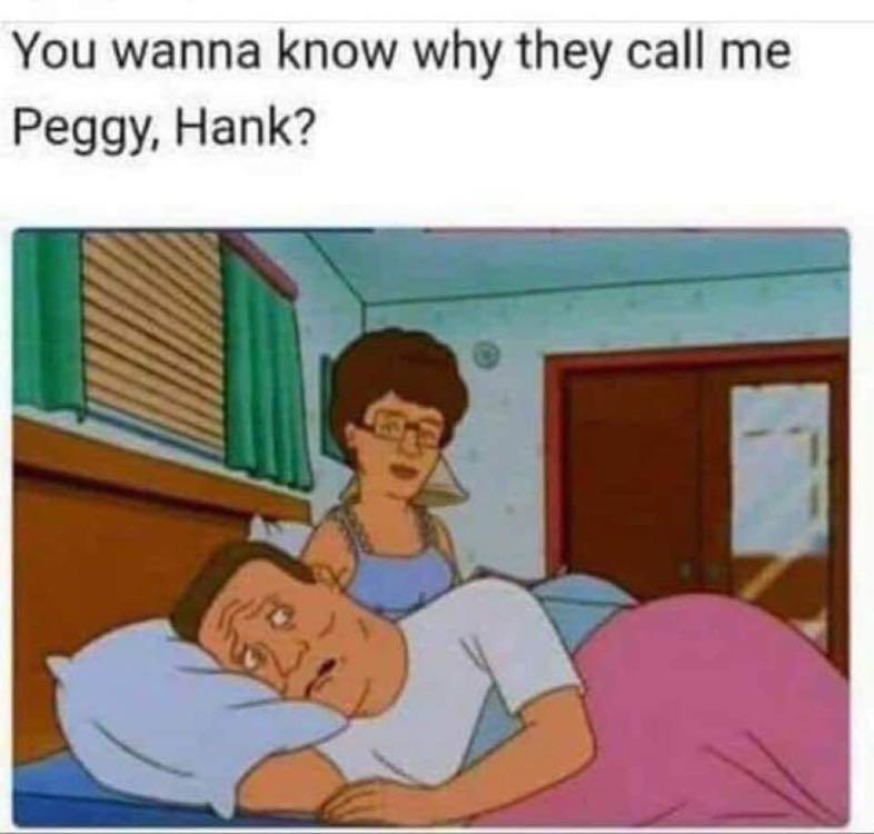 king of the hill peggy meme - You wanna know why they call me Peggy, Hank?