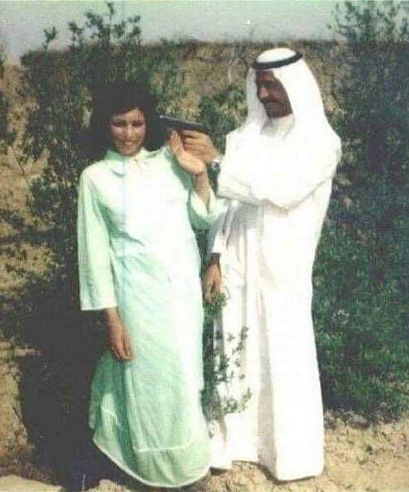 Saddam Hussein in a romantic pic with his wife