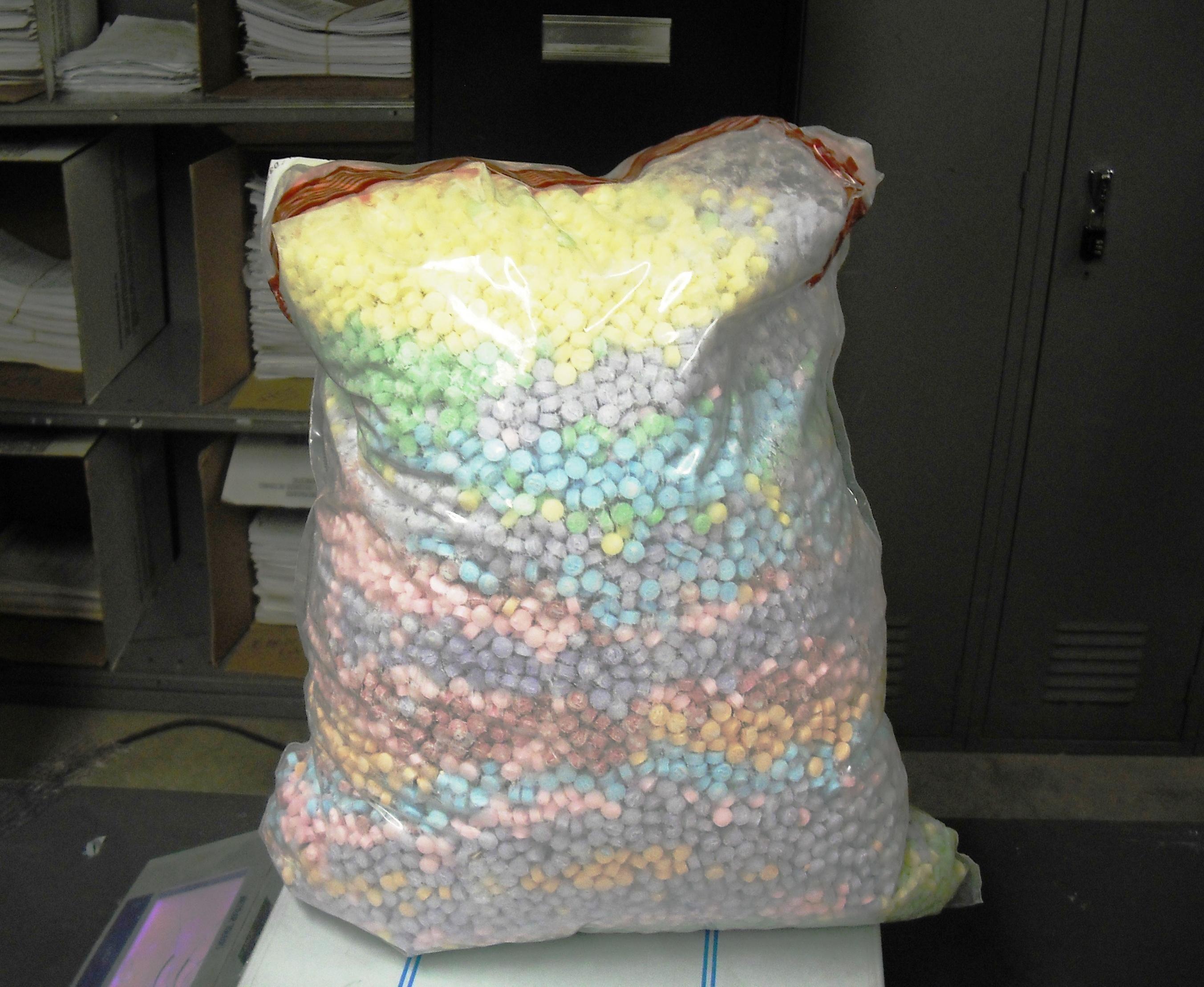 A huge bag of ecstasy, estimated worth $1,500,000